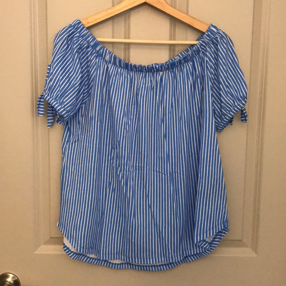 H&M blue & white stripped off the shoulder